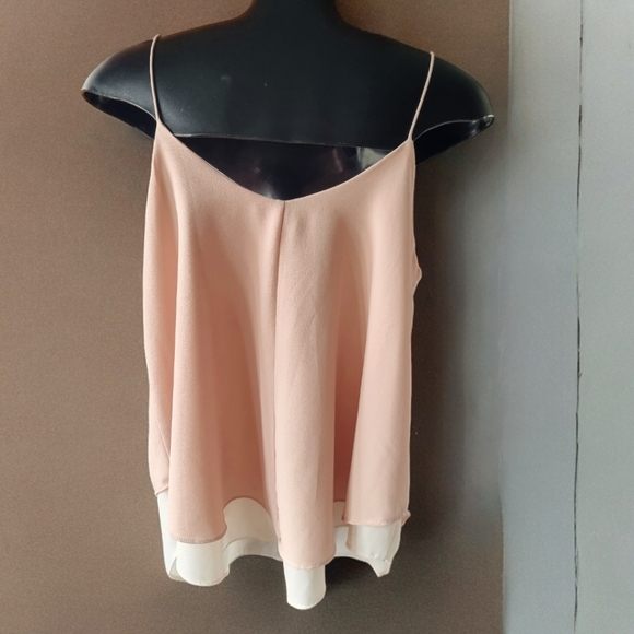 🌟3/$40 Sale! Paper Crane Nude Spaghetti Strap Sleeveless Layered Ruffled Blouse - Picture 3 of 7